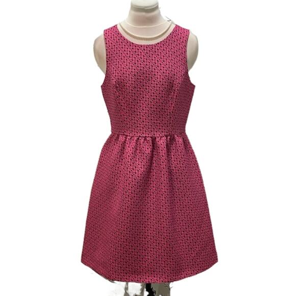CYNTHIA ROWLEY Pink Navy Fit & Flare Vintage Inspired Tea Dress 6 Preppy Pockets - Picture 2 of 6
